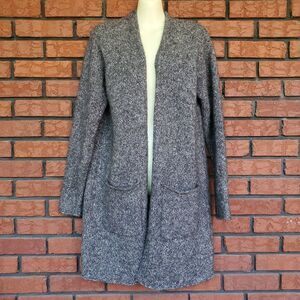 Eileen Fisher Open Cardigan Sweater Size S Gray Wool Mohair Alpaca Cotton Nylon